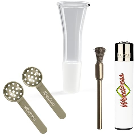 Weedness Bong Vetro Testa 18,8 mm Fessura Imbuto Lungo 4 Pezzi Set - Adattatore Chillum Accessori Bong Testa Beccuccio Ciotola