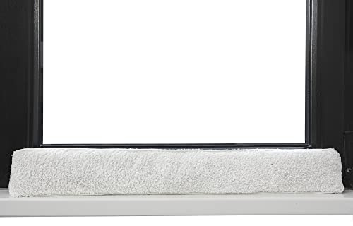 Urhome Zugluftstopper aus Schurwolle für Fenster | 90cm Natur Klettverschluss | Selbstklebende Türbodendichtung | einseitige Türisolierung | Schutz vor Lärm und Zugluft