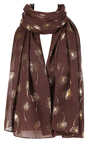 London Scarfs Dandelion Celebrity Designer Scarf Women Scarf Shawl Wrap (glitter Dandelion Chocolate Brown)