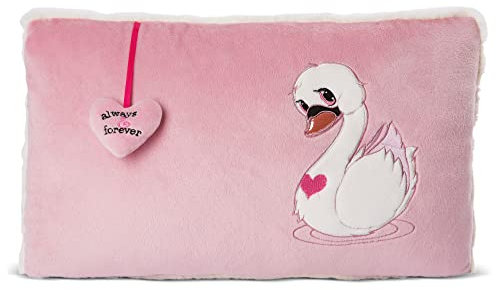 NICI Kuscheltierkissen Love Schwan 43x25cm rechteckig I Kuschelkissen Schwan für Jungen, Mädchen & Babys I Flauschiges Plüschtier-Kissen – 48274