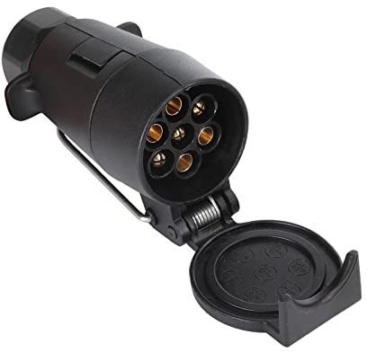 AOHEWEI 7 Pin Trailer Socket Adapter 12V Waterproof 7 Pole Trailer Towing Socket Connector for Euro Cars Trailers RV Caravans N type