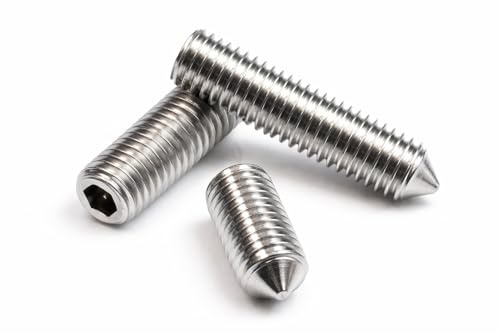 Lot de 20 vis sans tête en acier galvanisé M6 x 10 - Taille du filetage M3 M4 M5 M6 M8 - Vis à tête fraisée - Vis sans tête avec pointe et six pans creux - Boulons sans tête - Inoxydable