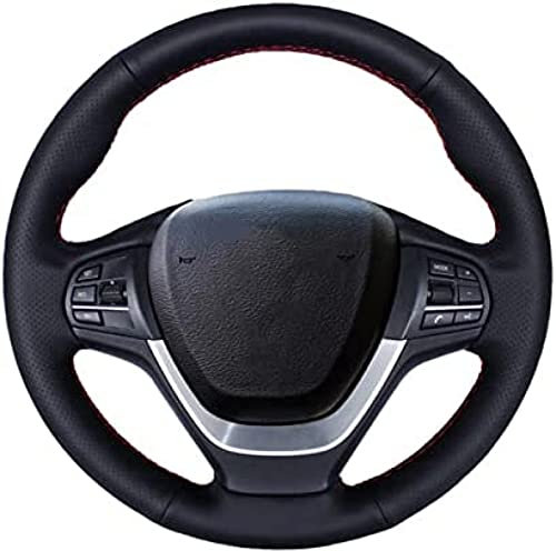 Handgenähter Auto-Lenkradbezug aus schwarzem Leder, für BMW F25 X3 2011-2015 F26 X4 2014-2016, Blue Line