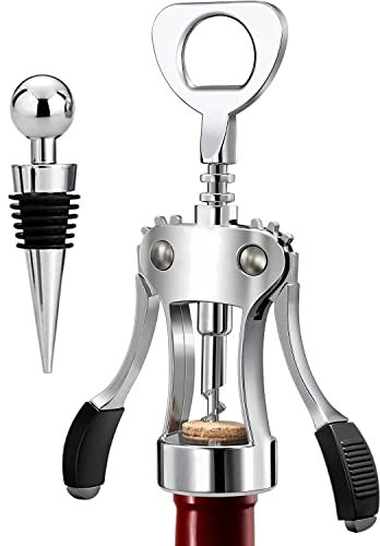 Wine Bottle Openers Zinc Alloy Premium Wing Corkscrew Wine Opener with Multifunctional Corks and Caps Bottle Opener