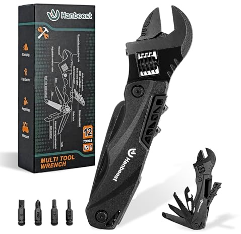 Hanboost Multi Tool Kleiner Verstellbarer Schraubenschlüssel Universal Tasche Multifunktions Schraubenschlüssel mit Flachkopf Kreuzschlitzschraubendreher Nagelfeile Flaschenöffner Kompakt