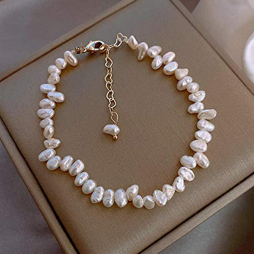 Bysonglezai Perlenanhänger Damen Halskette Anhänger Perlenkette Geschenk Barocke Natürliche Perlenkette Schlüsselbeinkette Schlichtes Temperament Party Geschenkkette Vielseitig Einsetzbar Hellgelb