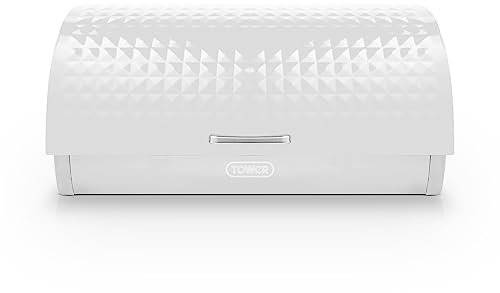 Tower T826206WHT Solitaire Bread Bin, Stainless Steel, White