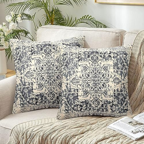 Set di 2 Federe Cuscini Divano Boho Chic 45 x 45 Vintage Doppia Faccia Bohémien Decorativo Copricuscini Quadrate Cuscini Decorativi per Divano Sedia Cuscini Camera da Letto Cuscini Arredo
