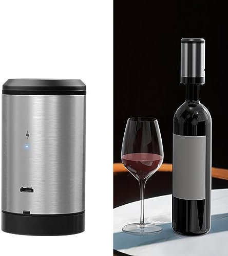 Electric Vacuum Wine Bottle Stopper,Smart Automation Wine Saver Pump,for Home Bar,Food Grade Silicone Bottle Sealer,Tilt Reminder,LED Indication