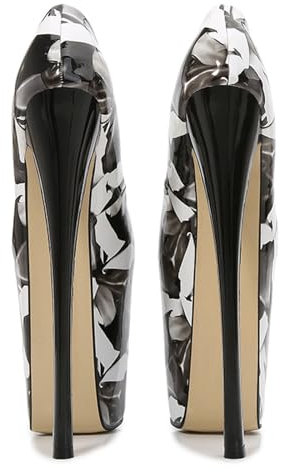 TONGUC 22 Zentimeter High Heels, wasserdichte Plateau-Pole-Dance-Sandalen mit Absatz, Party-Nachtclub-Hochzeitstanzschuhe, Cosplay-Schuhe,Schwarz,42