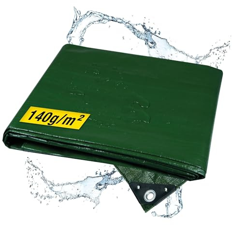 horizont wasserdichte Abdeckplane mit Ösen 2x3m, 140g/m², grün | robuste Schutzplane für Holz, Auto, Pool, verstärkte Ecken, winterfest, Gewebeplane