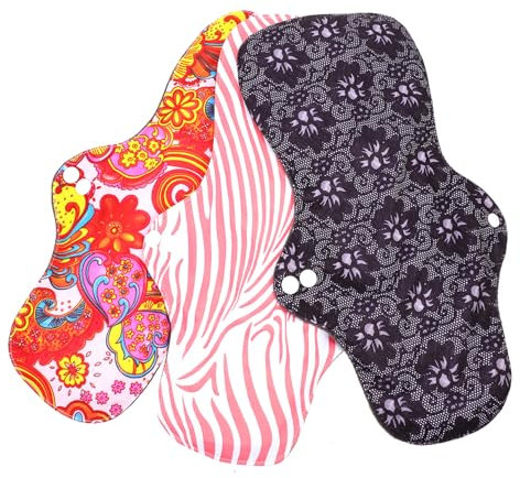 SOLUSTRE Waschbare Damenbinden Bambus 3 Stück Wiederverwendbar Saugfähig Mit Druckknöpfen Periodenpads Für Mädchen Und Frauen Praktische Hygieneartikel Tragbar Trocken Bleibende Oberfläche