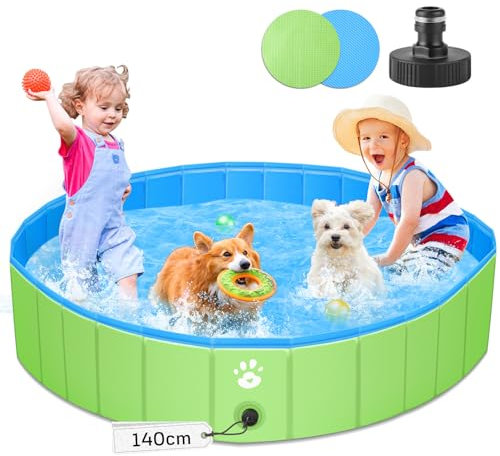 Piscina pieghevole per cani grandi e piccoli, 140 cm, vasca da bagno per cani, piscina in PVC per bambini e cani, vasca da bagno portatile per cani