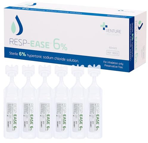Resp-Ease 6% Sterile Hypertonic Saline Solution for Inhalation via Nebuliser - Helps Clear Airways and Congestion from Lungs - Strong Nebuliser Saline Solution (6 Vials (24ml))