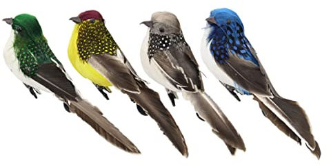 Zerodeko 4 Stück Simulationsvogel Wandpaneel aus Metallgitter künstliche Vogelskulpturen vorgarten Popular Wohnkultur Modelle Baum-Vogel-Dekor Vogelstatue mit Clip Feder schmücken Ornamente