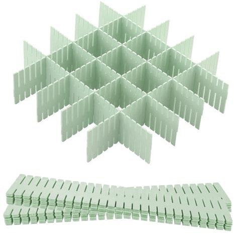 Hantoc 12 Stück Schubladenteiler, Verstellbare Schubladentrenner Organizer Kunststoff DIY Schubladen Organisers Separatoren für Unterwäsche, Socken, Kosmetik, Schlafzimmer, Büro 32.4 x 7 cm Grün