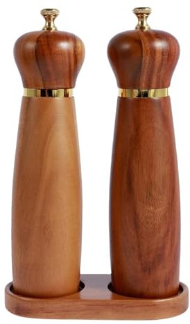 Juego de molino de sal y pimienta de madera, juego de molino de sal y pimienta - Molino de pimienta y chile con bandeja de pie,Molino de pimienta, molino de sal y chile, operación manual de pulpo