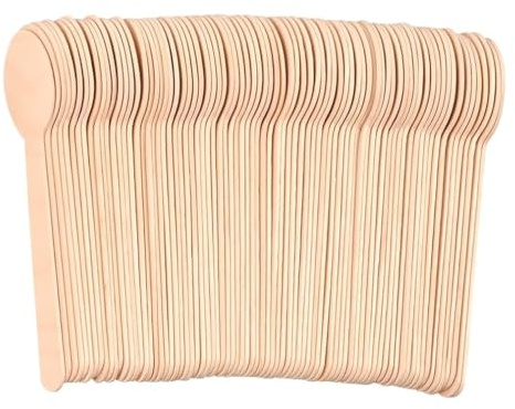 Tezraftaar® 100 x Disposable Wooden Spoons Birchwood Biodegradable Compostable Cutlery Set for Christmas Birthday BBQ Parties Catering Supply