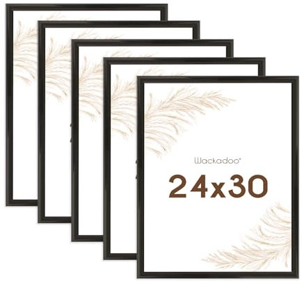 Wackadoo Bilderrahmen 24x30 Schwarz 5er Bilderrahmen Set Fotowand Fotorahmen aus leichtem Kunststoff mit Glas Picture frame Poster