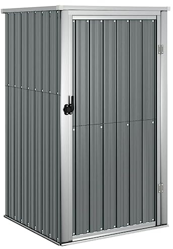 prissent Fahrradunterstand 88x89x161 cm Gartenhaus Metall Geräteschuppen Gerätehäuser Zur Aufbewahrung von Rasenmähern, Fahrradunterstand Storage Shed, Fahrrädern usw Grau