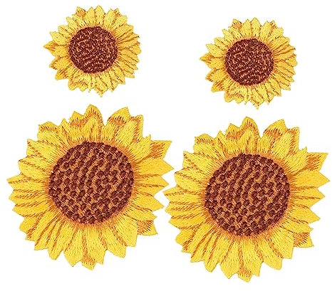 Hohopeti 10stücke Stoffflicken Mit Sonnenblumenmotiv Selbstklebende Stickerei-Flicken Bügelflicken Für Rucksack Und Kleidung Applikationsflicken Zum Aufnähen Klein Groß