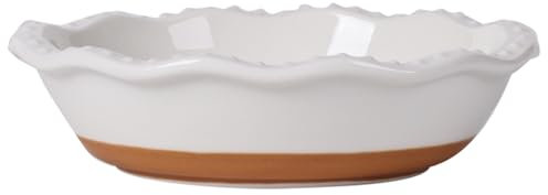 GDCZ Ceramic Mini Pie Pan Set of 4, Porcelain Individual Stackable Pie Tins，5.8 Inch 8OZ (White/Brown)