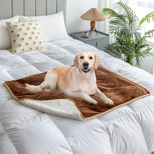 XIEMINLE Beruhigende Haustierdecke, wasserdichte Hundedecken, Fleecedecke, Haustierwurf für Hunde und Katzen, Hundedecke, warme, weiche Decke, Schutzbezug für Bett, Couch, Sofa (Kaffee, 70 x 50 cm)