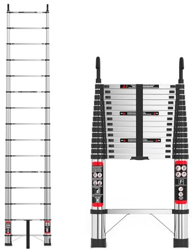 Telescopic Ladder for Attic, Portable Stainless Steel Extension Ladder Adjustable Height, Max Load150kg/330lb (5m (16.5ft))