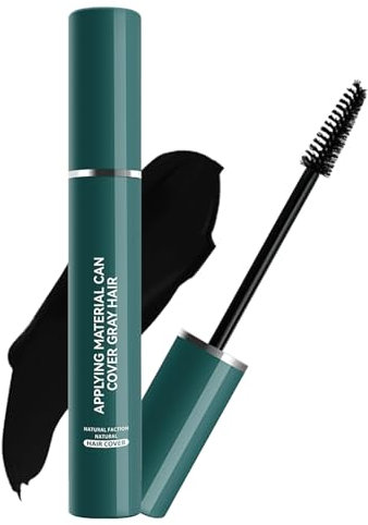 Black Hair Mascara for Grey Hair Cover Up, Root Touch Up Stick with Brush, Temporary Black Hair Dye, Waterproof Hair Root Colour Touch Up, Long-Lasting Grey Hair Coverage for Men and Women