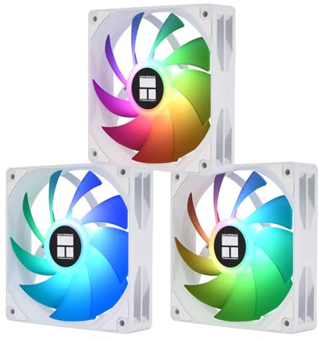 Thermalright Ventilador de CPU TL-C12CW-X28-S X3, ventilador de refrigeración blanco, ventilador de PC con velocidad de 1550 rpm, ventilador de refrigeración de carcasa de computadora de 120 mm,