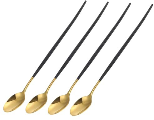 PRETYZOOM 4pezzi Cucchiai in Acciaio Resistente Manico Lungo Cucchiaini per Mescolare caffè e Cucchiaini per Gelato Cucchiai Resistenti per caffè Bevande e Dessert
