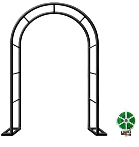 Arche De Jardin pour Plantes Grimpantes, Arceau À Rosiers Métal, Treillis De Pergola De 80 À 350cm De Large, Tonnelle D'extérieur Décorative, Facile À Assembler(Noir,W140 x H230cm)