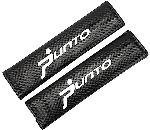 KLHYWEN 2 Pezzi Imbottiture per Cintura Sicurezza Auto per Fi-at Punto Accessori Styling Interni, Coperture di Protezione per Le Spalle Comfort in Fibra di Carbonio,White