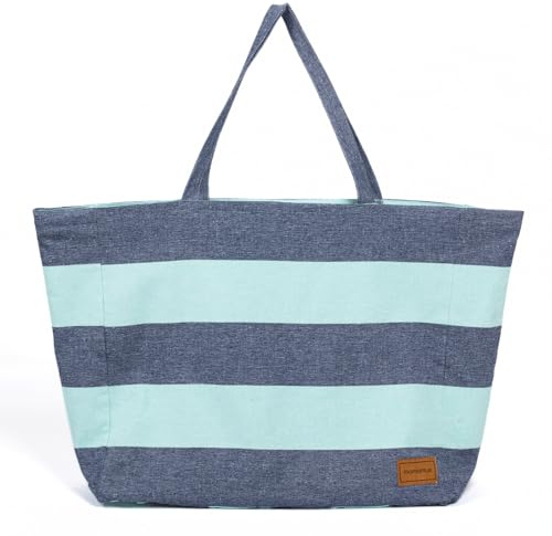 MOMOMUS Bolso Playa Mujer Grande, Bolsa de Playa XXL de Algodón Reciclado