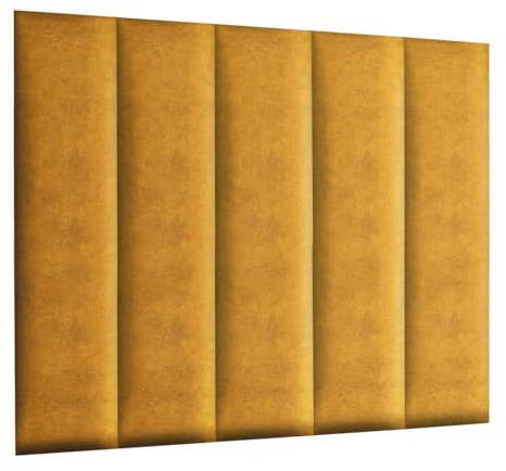 Panneaux muraux 30 x 120 cm rembourrés – très faciles à monter soi-même, en velours, avec rembourrage doux, couleur or – tête de lit décorative pour chambre, bureau, chambre d’enfant, entrée