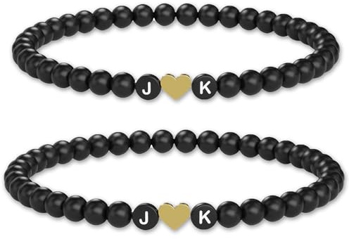 Meinearmbänder Personalisierte Partner Armbänder für Paare - Armband mit 2 Buchstaben - Freundschaftsarmbänder als Geschenk für Sie & Ihn