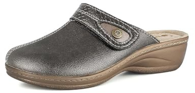 inblu Femme Pantofole Donna Ecopelle Con Plantare in Vera Pelle E Chiusura A Strappo Fantasia Pitonata Chausson, Canne à Fusil, 38 EU