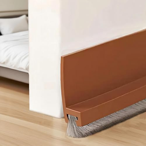 PFSLiang 100cm Paraspifferi per Porte, Guarnizione a Spazzola per Porte, Blindata Inferiore, Paraspifferi Sottoporta, Porta Umidità, Marrone