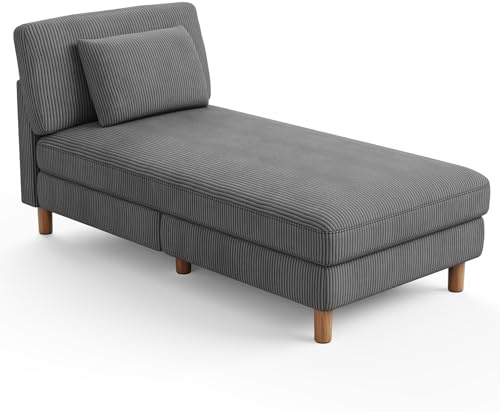 Vesgantti Cord Chaise Lounge Sofa, gepolstertes schlafsessel mit Kissen, Schlafsofa perfekt für Wohnzimmer, Schlafzimmer, Büro, Kleiner Raum, werkzeuglose Montage, 158 * 83 * 84cm