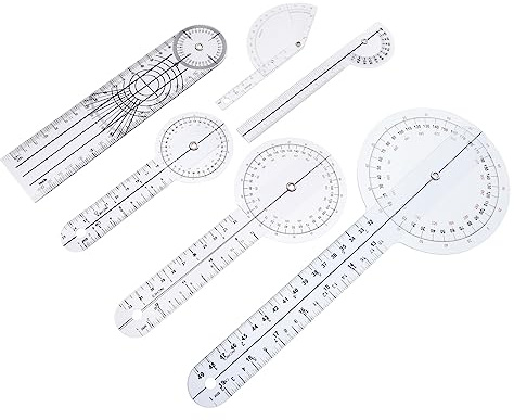 POPETPOP Set 6 Pezzi Goniometro Medico e Spinale Righello Angolare in Plastica Trasparente Lettura Chiara Per Valutazione Articolare e Fisioterapia