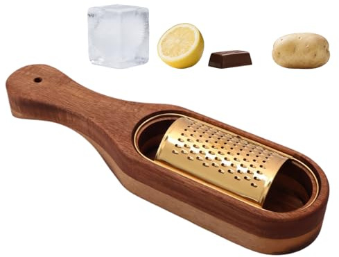 Generico Rallador para cocina, rallador manual de queso con mango y recipiente – Accesorio de cocina de acero inoxidable con recipiente para limón, patatas, chocolate, casa, restaurante