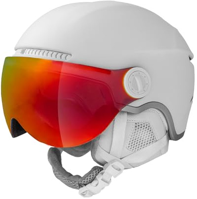 Etape Unisex-Adult Ski Helmet with Visor Skihelm, Weiß matt, 52-55