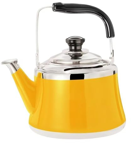 DBXMJWCMDT Stovetop Tea Kettle - Whistling Tea Kettle 304 Stainless Steel Stovetop Tea Kettle Loud Whistling Tea Kettle for Brewing Tea Coffee Milk etc Yellow 5L