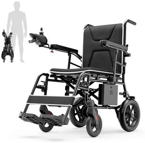 VERPAL 34lbs Lightweight Electric Wheelchair for Adults, 500W Foldable Electric Wheelchairs with 220 lbs Capacity, 12Ah 12.5 Miles All Terrain Power Wheelchair for Home, Hospital, Nursing Home, Park