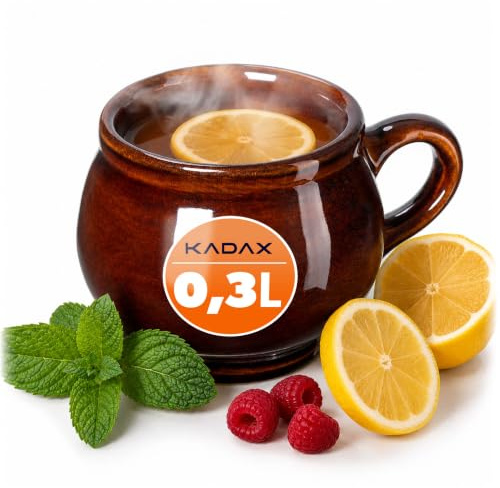 KADAX Taza de barro de 300 ml, 1 pieza, taza de cerámica con asa para vino caliente, hidromiel y té, taza de cerámica hecha a mano, taza de Navidad, taza de vino caliente de arcilla