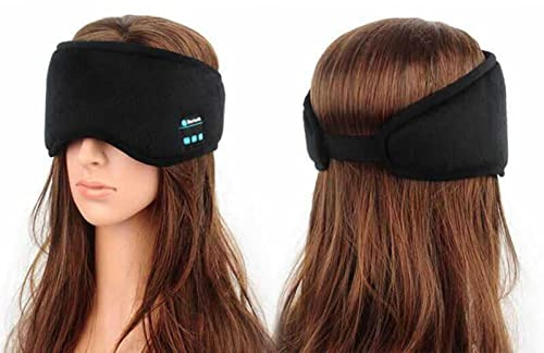 Augenmaske, kabellos, Bluetooth, 5.0, Musikkommunikation, Lichtschattierung, Verdunkelung, Augenmaske zum Schlafen, Reisen, Meditation, Männer und Frauen (Schwarz)