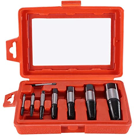 8 Pezzi Eestrattori Vite Set, Estrattori A Vite Madrevite Forma Conica, 4mm-25mm Danneggiato Tubo Dell'Acqua Vite Estrattore Filetto Perno con Custodia