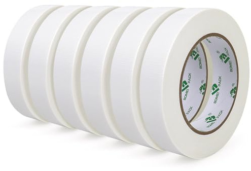 Duct Tape Heavy Duty - Tape Duct 1 Inches x 30 Yards 6 Pack, 8.27 mil, Strong, Flexible, No Residue, All-Weather and Tear by Hand - for Repairs, Industrial, Professional Use (White)