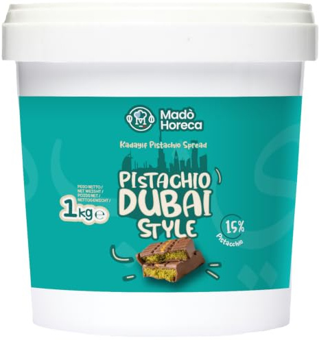 MADÒ Crema Pistacchio Dubai Spalmabile MADE IN ITALY - Creme Spalmabili per Panini, Dolci, Colazioni, Prodotti da Pasticceria (1kg)