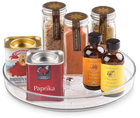 iDesign Plato giratorio para la cocina, pequeño organizador de armarios de plástico libre de BPA, especiero giratorio para guardar especias y tarros en la despensa, transparente
